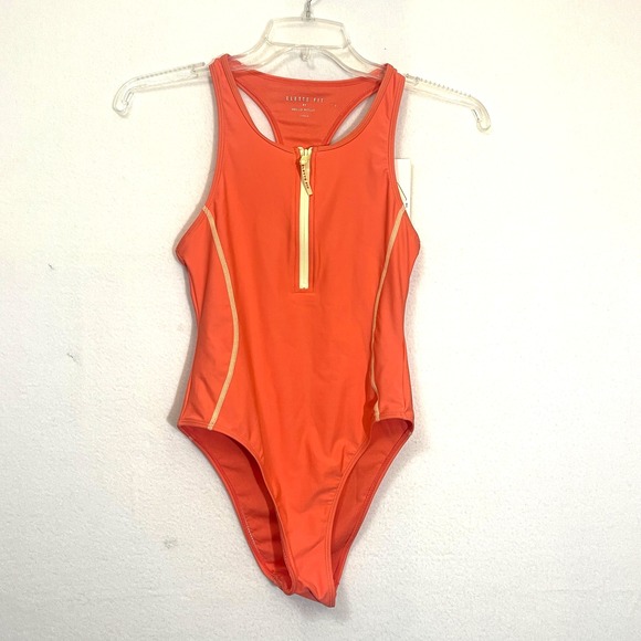 Elette Fit Toughgirl Zip Front Coral Swimsuit Hello Molly  Women's 12 - Picture 1 of 6